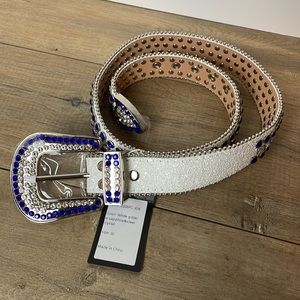 New Reelistik White Glitter with Sapphire and Silver Crystal Belt Size 42